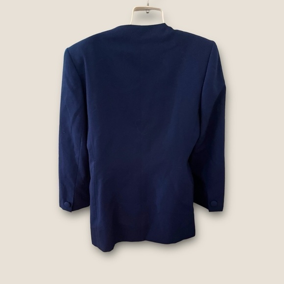 Vintage 80s-90s Morgan Miller Double Breasted Blazer Navy Blue 14 - Picture 2 of 4